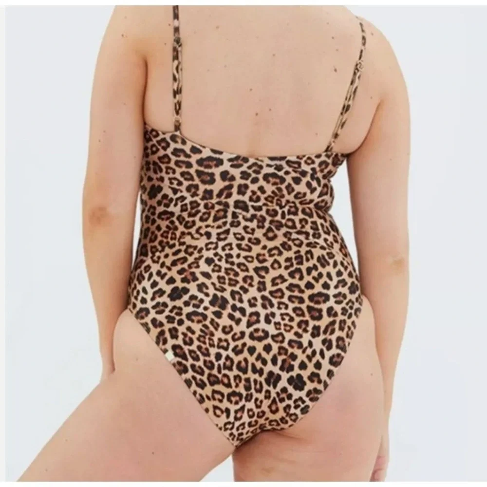 Summersalt‎  One Piece Swimsuit Women's 16 Marina Leopard Print Brown Black